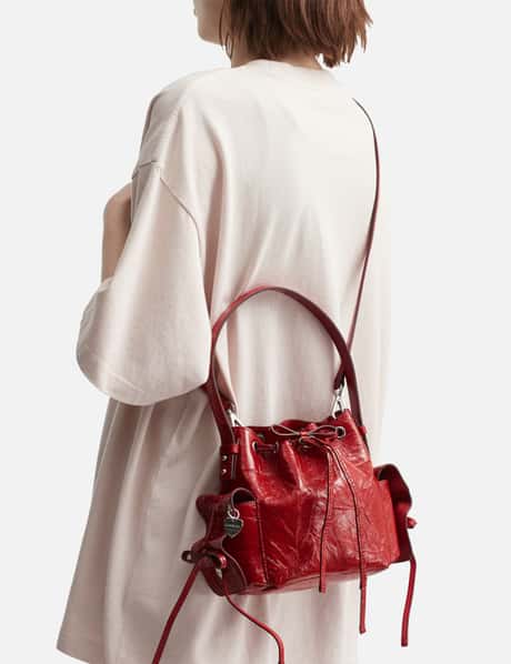 Multipocket Mini Bucket Bag Crinkled Patent view 17
