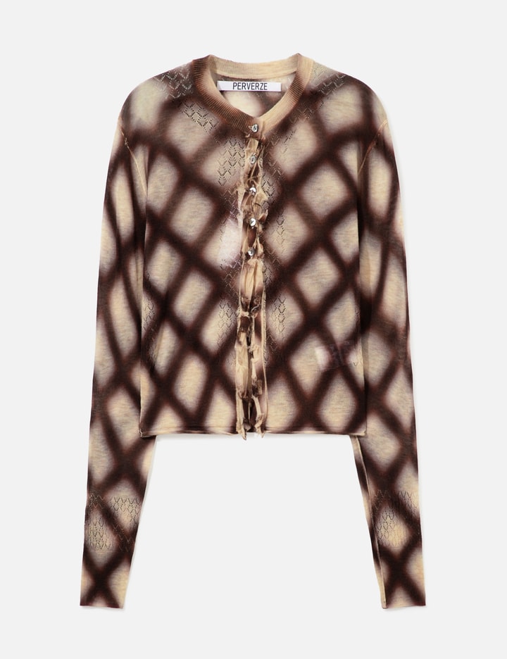 Perverze Spray-Painted Check Knit Cardigan