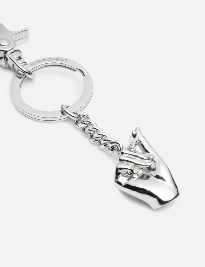 Shop Y/project Mini Finger Heart Keyring In Silver