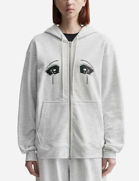 PUSHBUTTON GRAY CRYING EYE ZIP-UP HOODIE