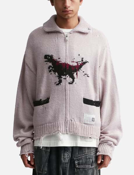 Maison Mihara Yasuhiro - Distressed DINOSAUR KNIT CARDIGAN | HBX