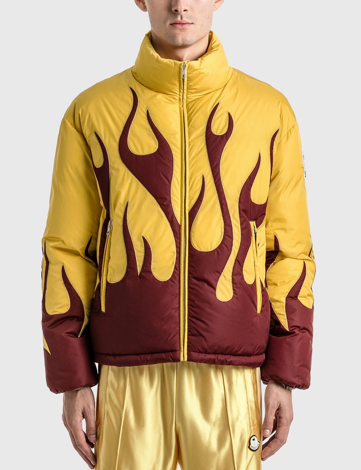 Shop Moncler Genius 8 Moncler Palm Angels Clancy Short Down Jacket In Yellow