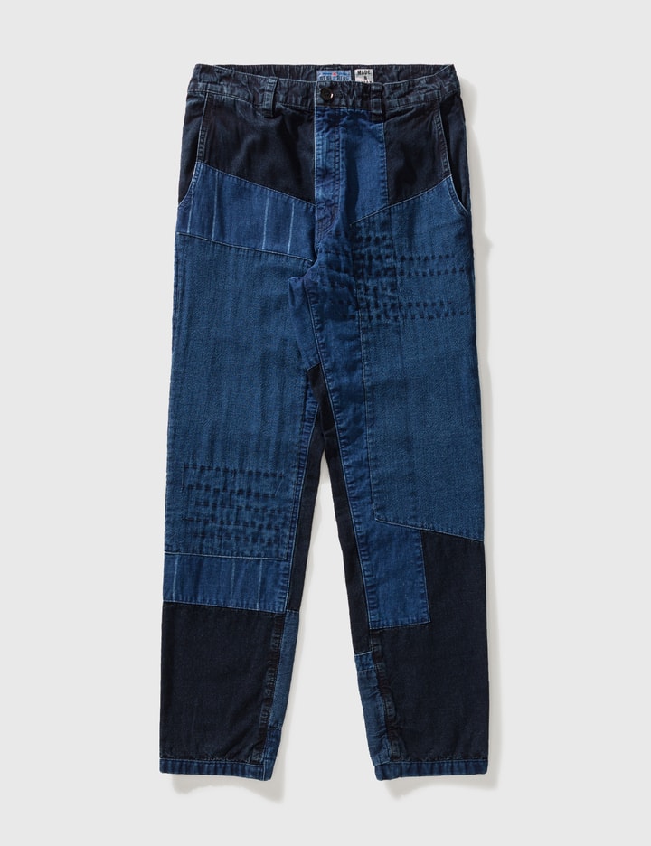 Blue Blue Japan Indigo Matsuri Cross Nenrin Patchwork Pants In Blue