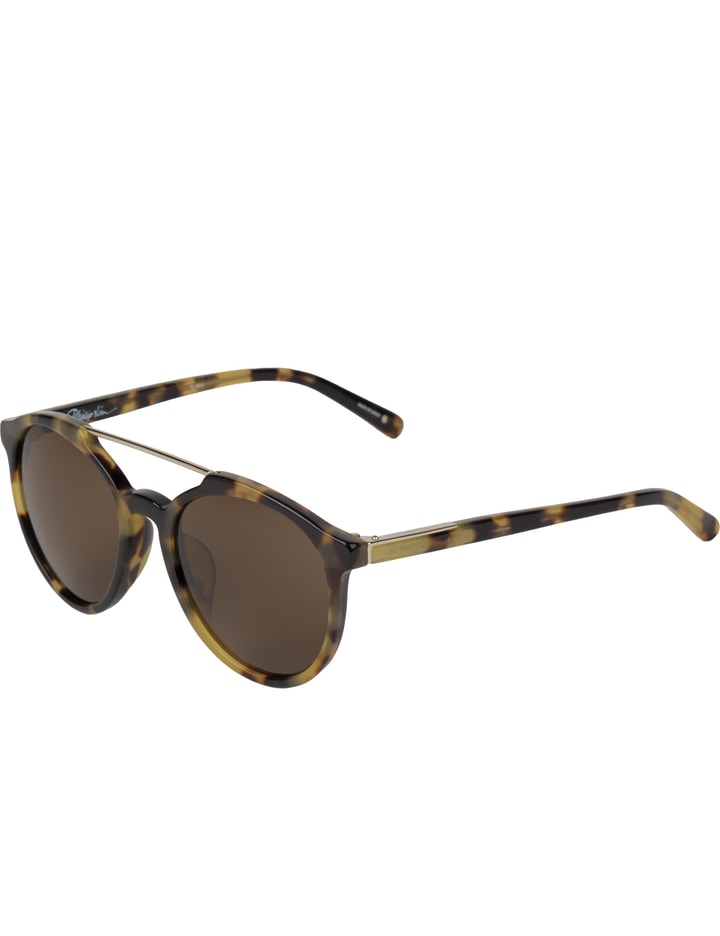 Brown Linda Farrow Pl90c5sun T-shell/ Lt Gold Layered Aviator Sunglasses With Brown Lens Placeholder Image