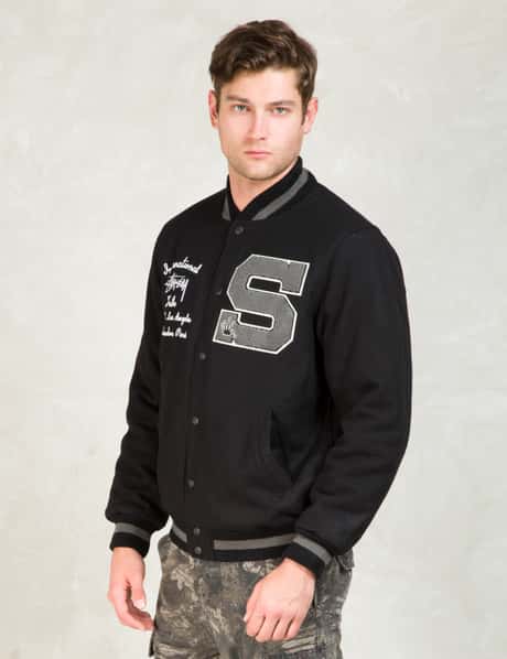 Stüssy - Black Big S Letterman Jacket | HBX - ハイプビースト 