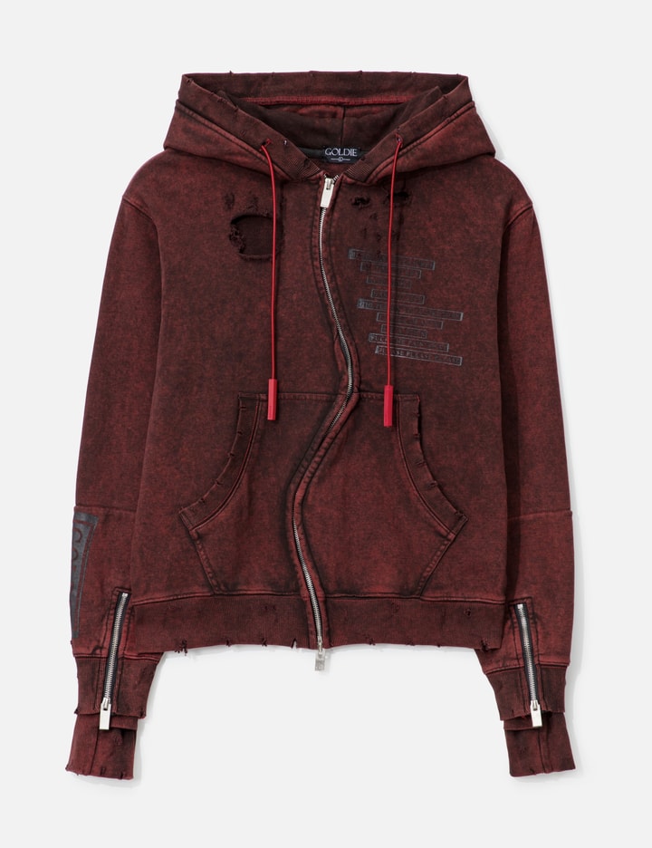 Distressed GC Curved Red Zipper Hoodie Placeholder Image