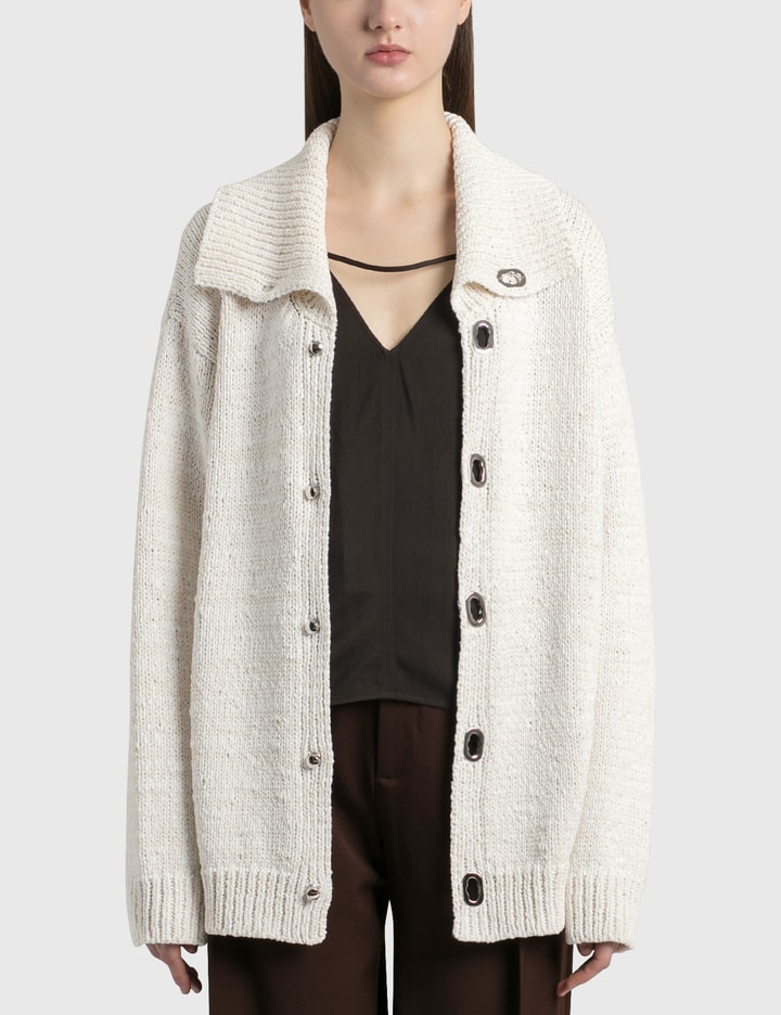 Wide Collar Knitted Cardigan Placeholder Image