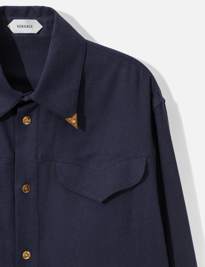 Versace Herringbone Flannel Cotton Regular Shirt