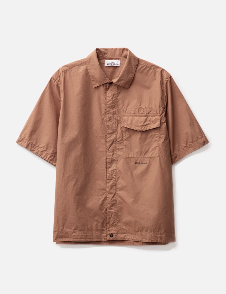 Stone Island Comfort Fit Short-sleeve Overshirt In Brown