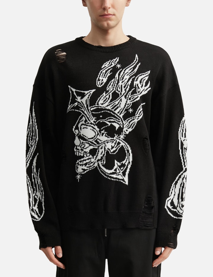 THUG CLUB Chrome Skull Knit Sweater