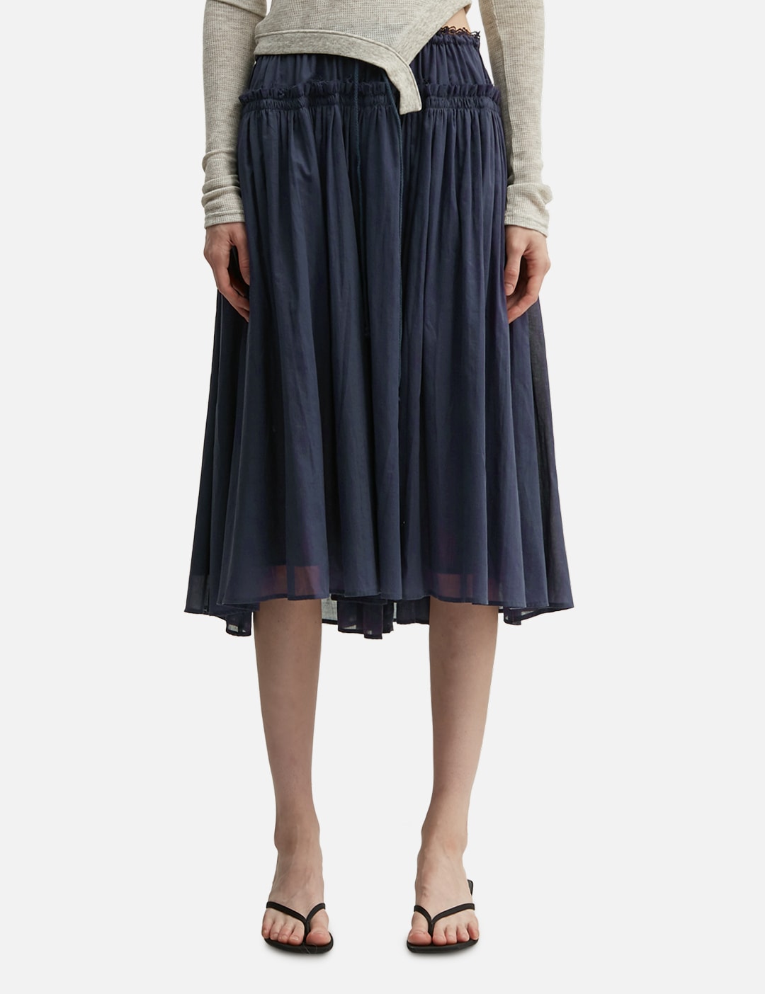 Lace String Gathered Long Skirt view 11