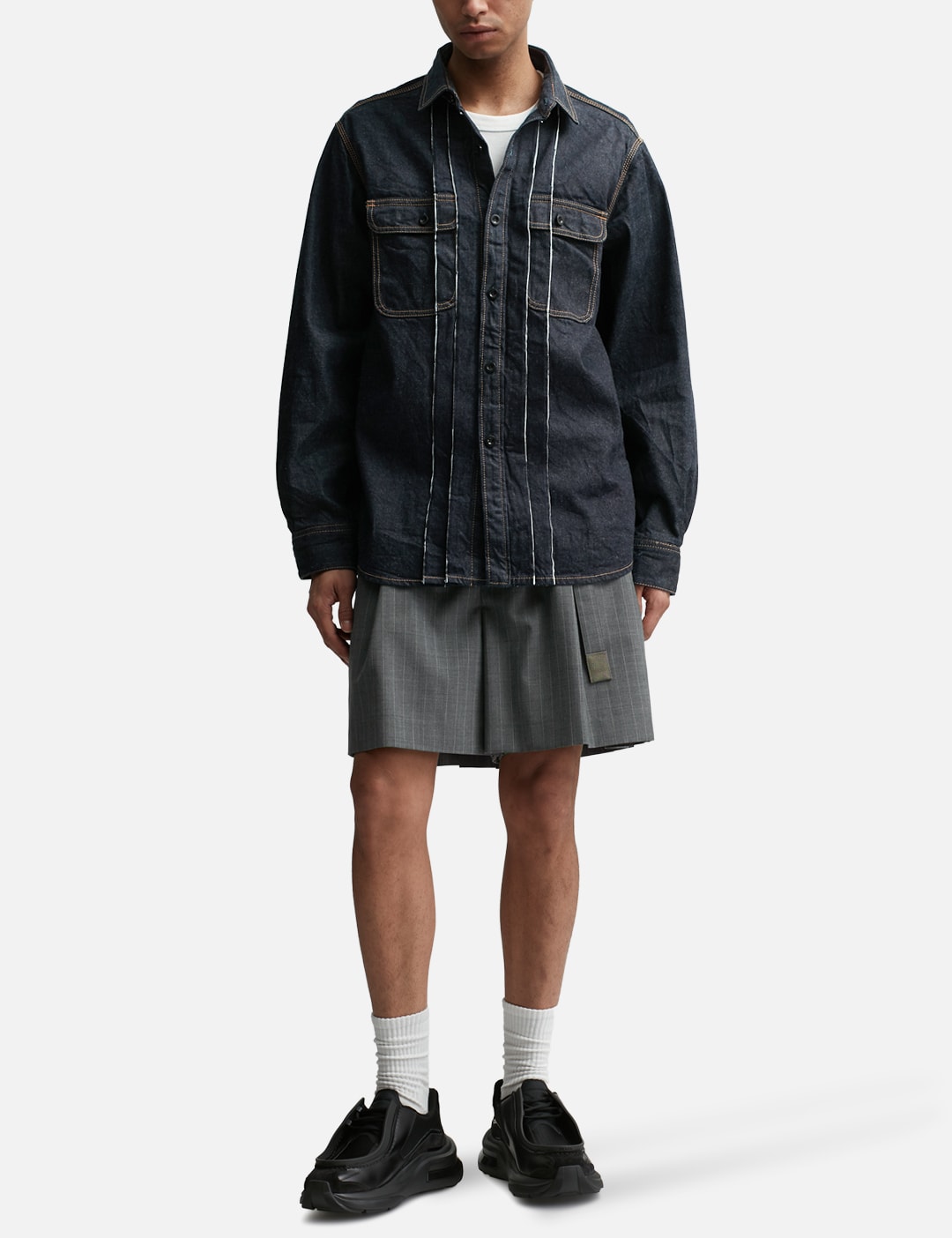 完売入手困難【sacai】 浅く 2024AW新作 デニムxニットカーディガン