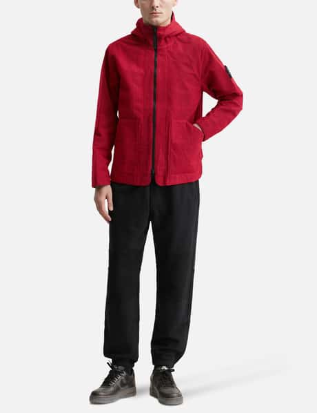 Stone Island Needle Punched Reflective Red Hooded Jacket HBX
