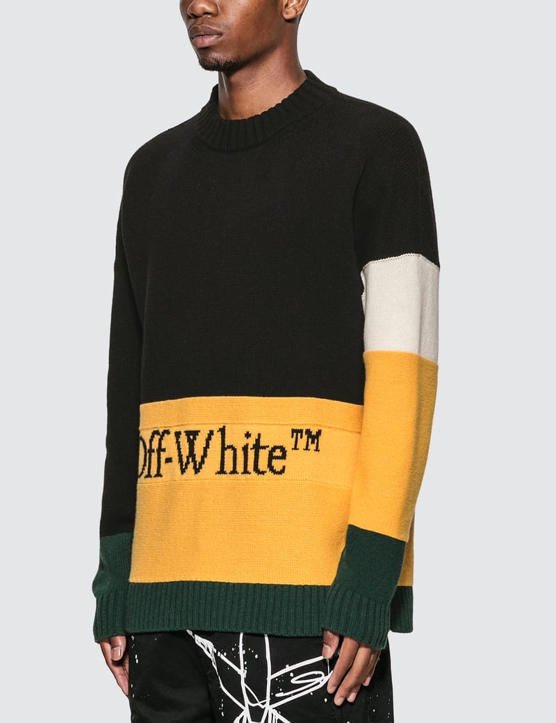 off white color block sweater