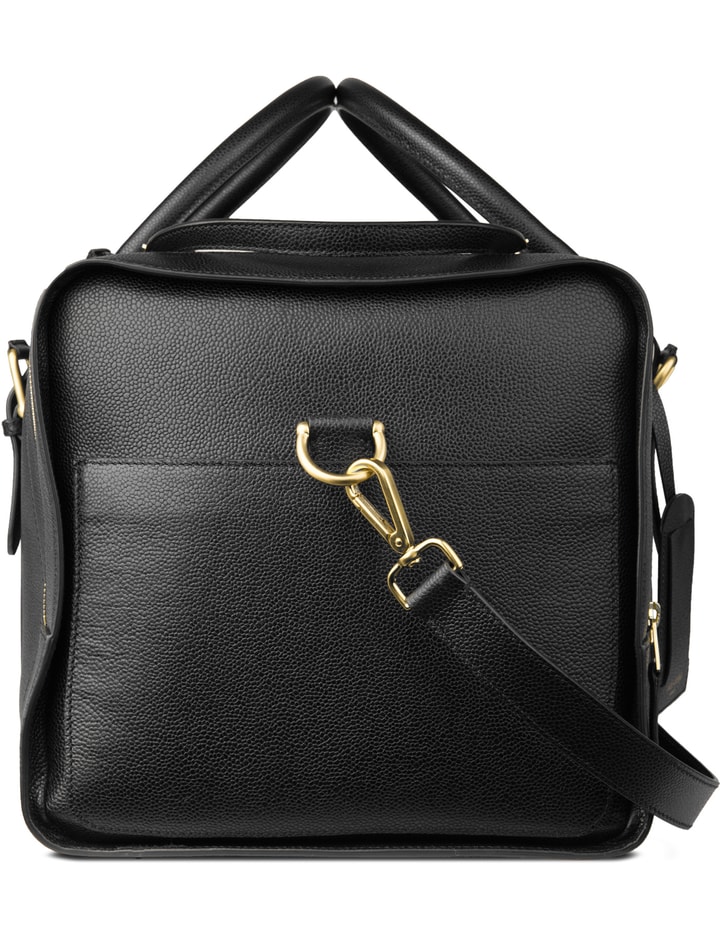 Black Pebble Grain Leather Weekend Holdall Duffle Bag Placeholder Image