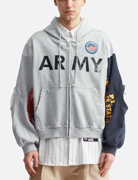 Protocol-Index Reconstructed Sweatshirts Zip Hoodie - ミリタリー風 