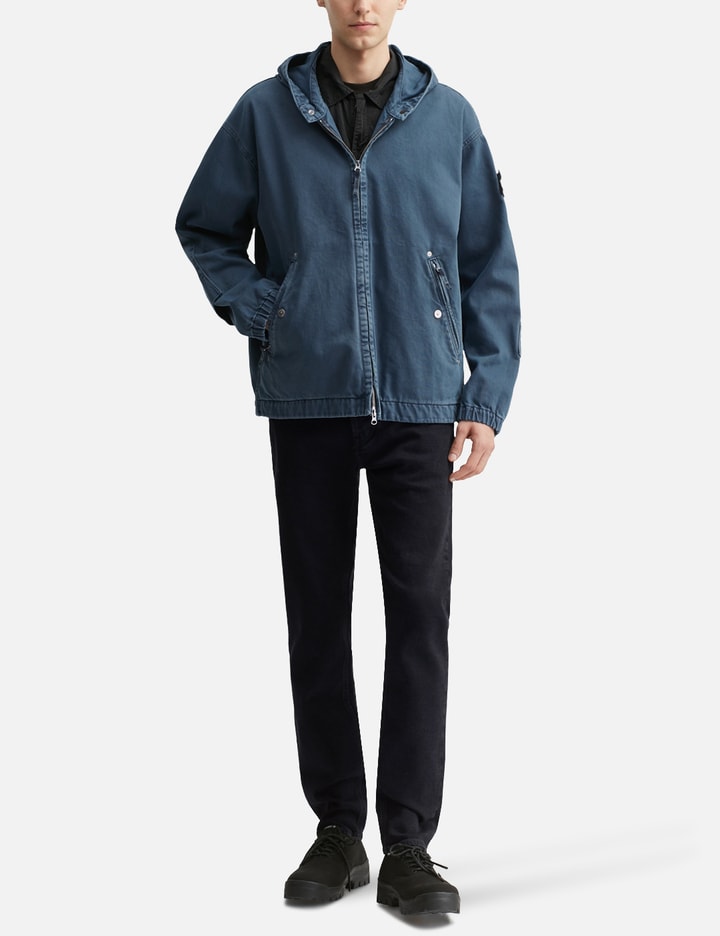 Stone Island Light Bull Denim Indigo Hooded Zipper-Up Jacket