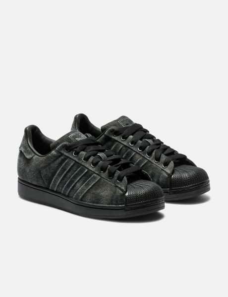 adidas Originals Superstar II Prem - Washed black denim low-top with embossed 3-Stripes | HBX adidas Originals Superstar II Prem - Washed black denim low-top with embossed 3-Stripes | HBX