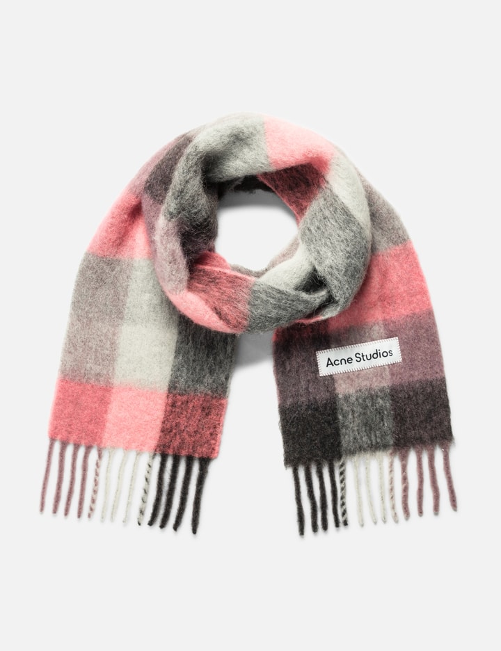 Shop Acne Studios Mohair Checked Scarf In Pink