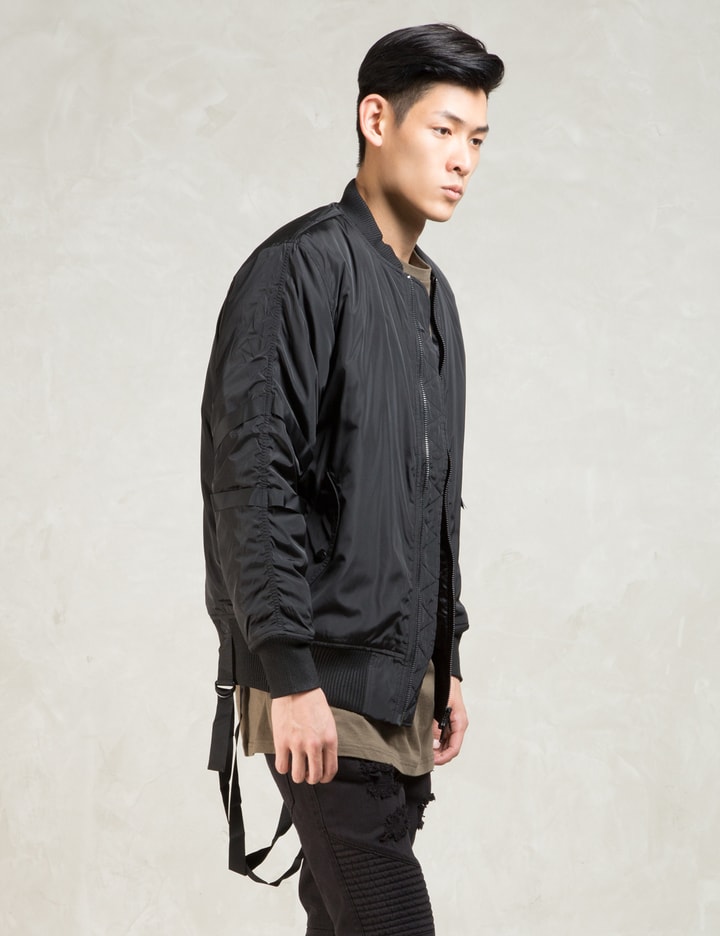 Black Strapped Bomber Jacket Placeholder Image