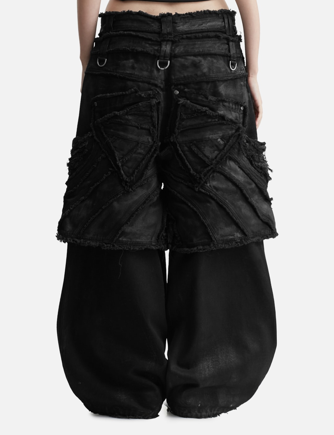 Attached Detachable Waxed Distressed Denims view 12