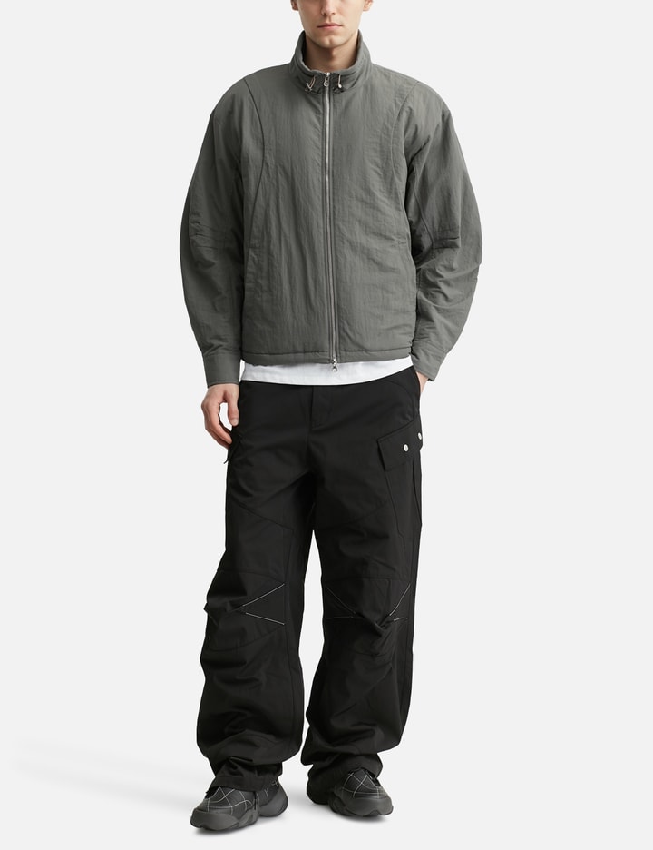 Deinet Check Contrast Bomber Jacket Charcoal In Gray