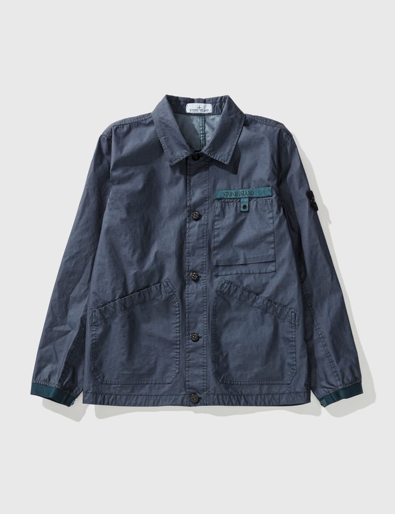 Stone Island Men, Cotton and Nylon Shirt Jacket, Dark Blue, L, Jackets