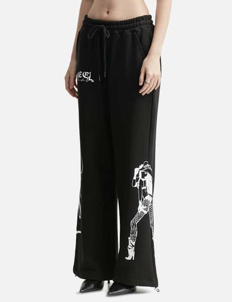 Cowgirl Print Wide Sweatpants Black view 7