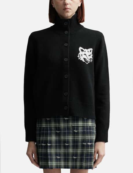 Maison Kitsuné Fox Head Intarsia High Neck Cardigan