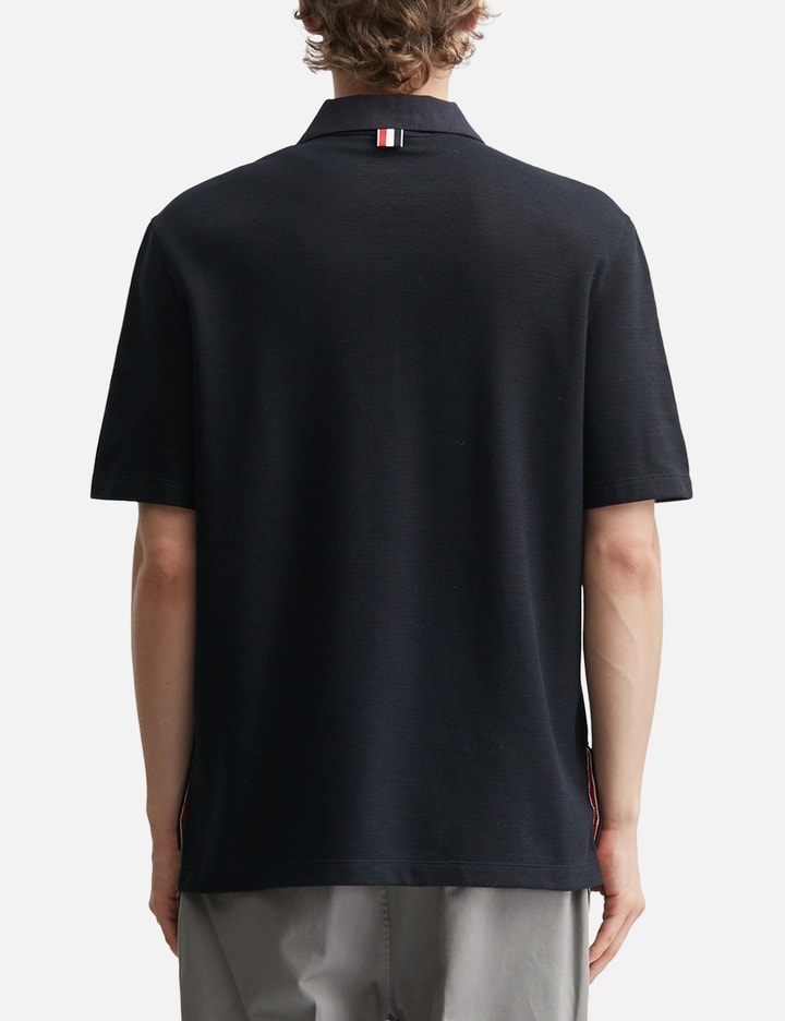 Textured Cotton Linen Rwb Embroidery Polo view 4
