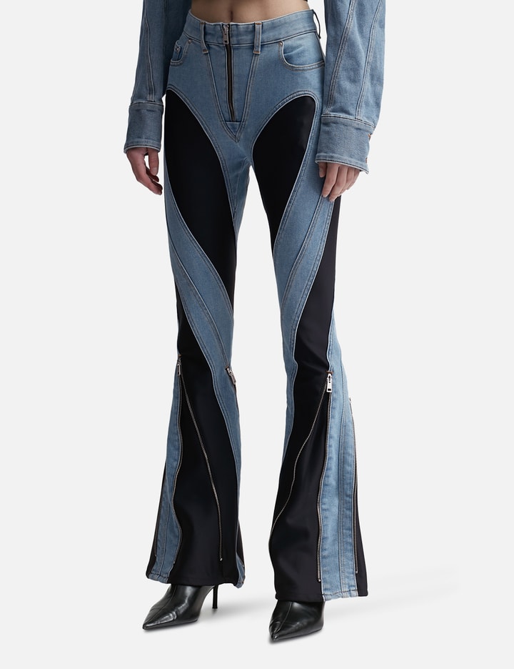 Zipped Bi-Material Jeans Placeholder Image