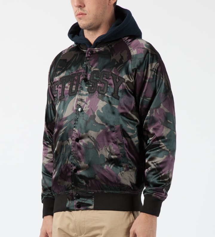 Wine Camo Satin Bomber Jacket Placeholder Image