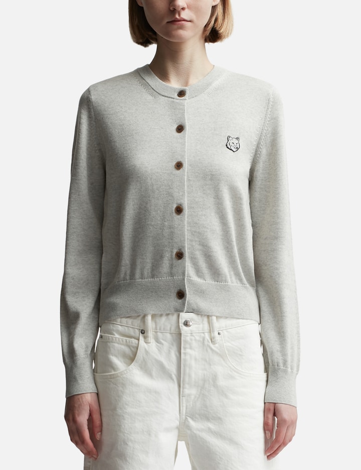 Maison Kitsuné Bold Fox Head Cardigan In Grey