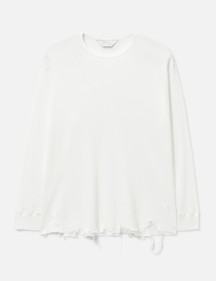 ANCELLM Damage Waffle Crew Long Sleeves T-Shirt