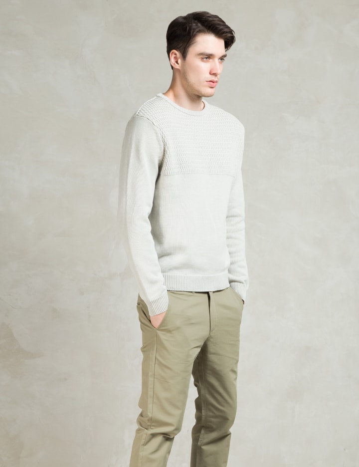 White Everyday Mesh Block Sweater Placeholder Image