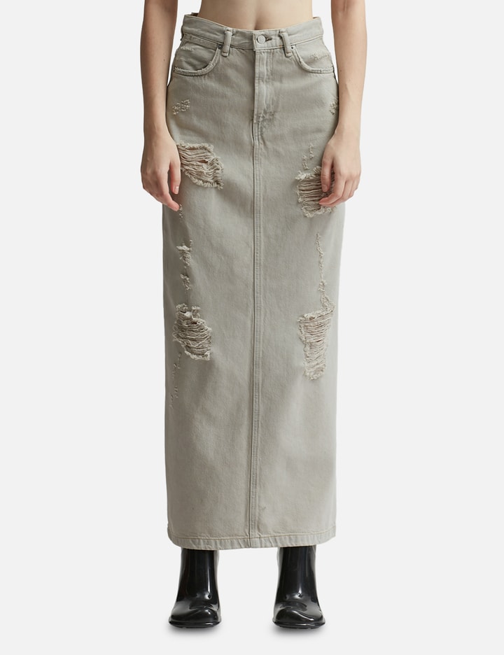 Acne Studios Distressed Denim Skirt In Grey