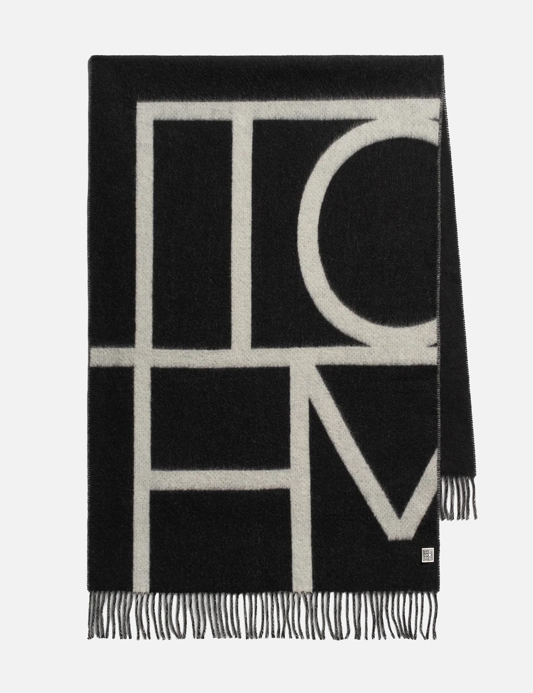Totême Monogram Brushed Wool Scarf In Black/黑色/블랙/ブラック