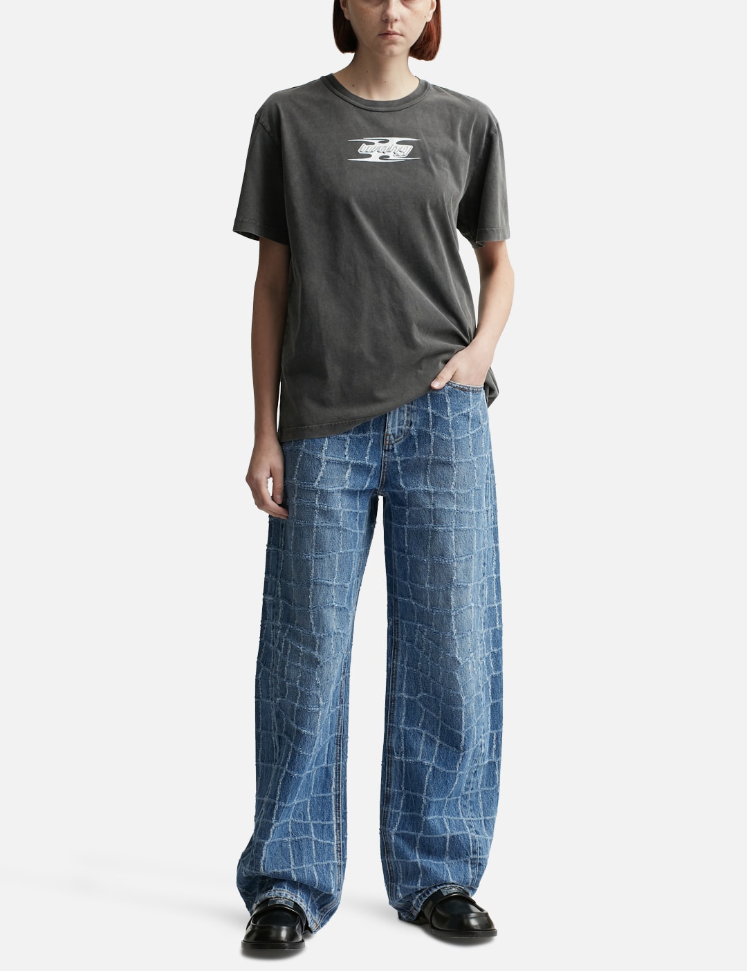 Laser-Distressed Denim Jeans view 12