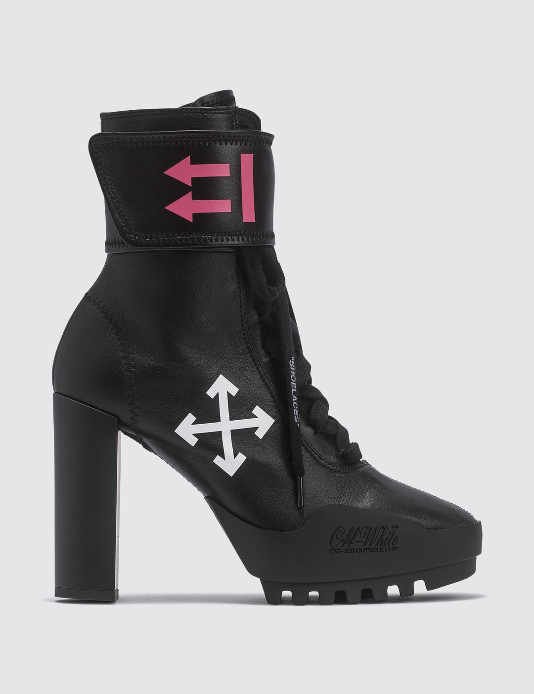 Off-White™ - Off-White Arrow Heeled Moto Wrap Boots | HBX