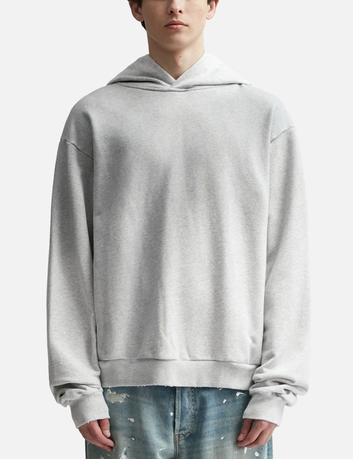 Shop Acne Studios Logo Hooded Sweater In Grey