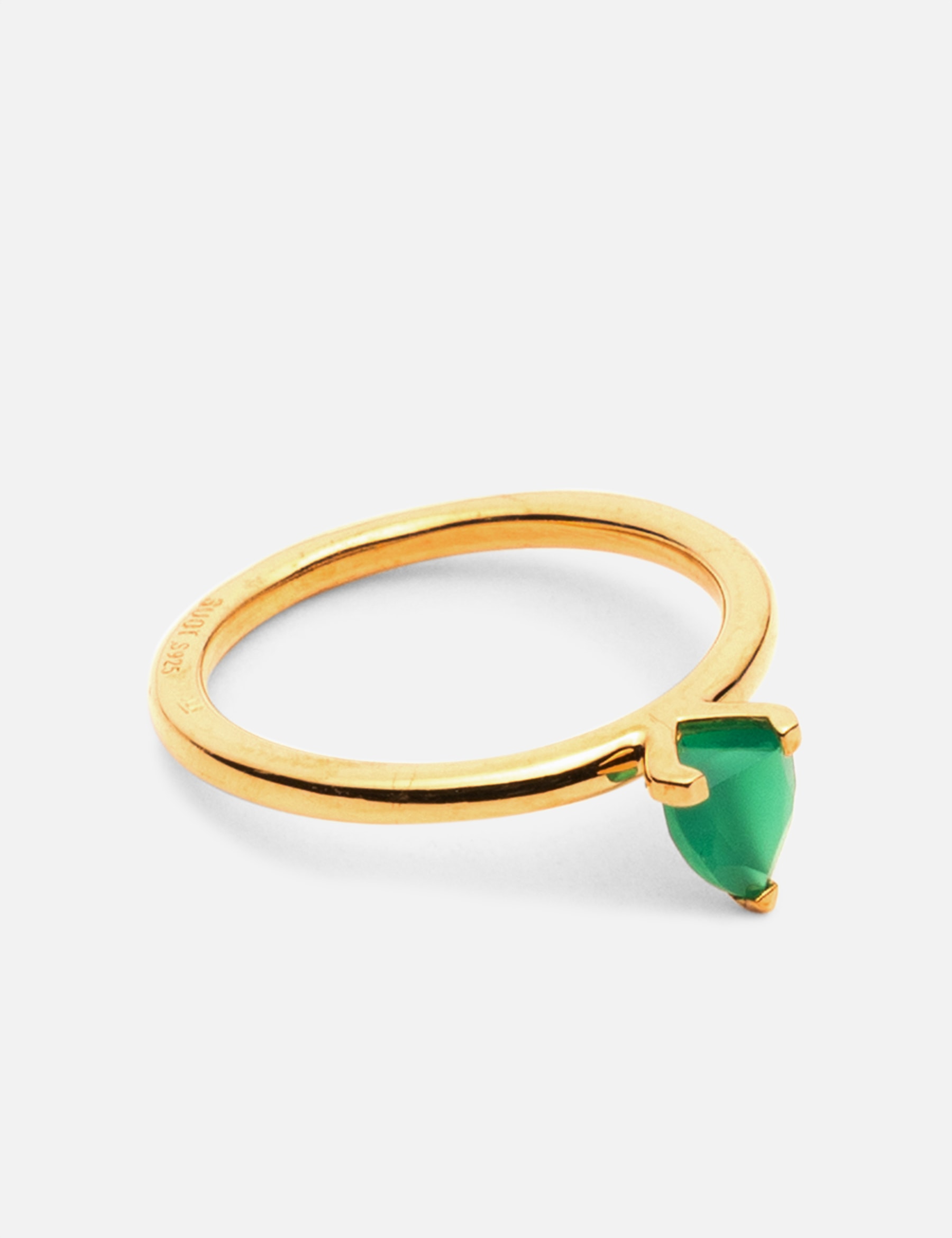 Half Cut Mini Green Chalcedony Ring view 15