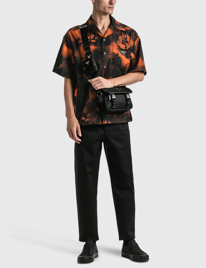 Prada Re-Nylon Printed, Short-sleeved Shirt, Men, Orange, Size L
