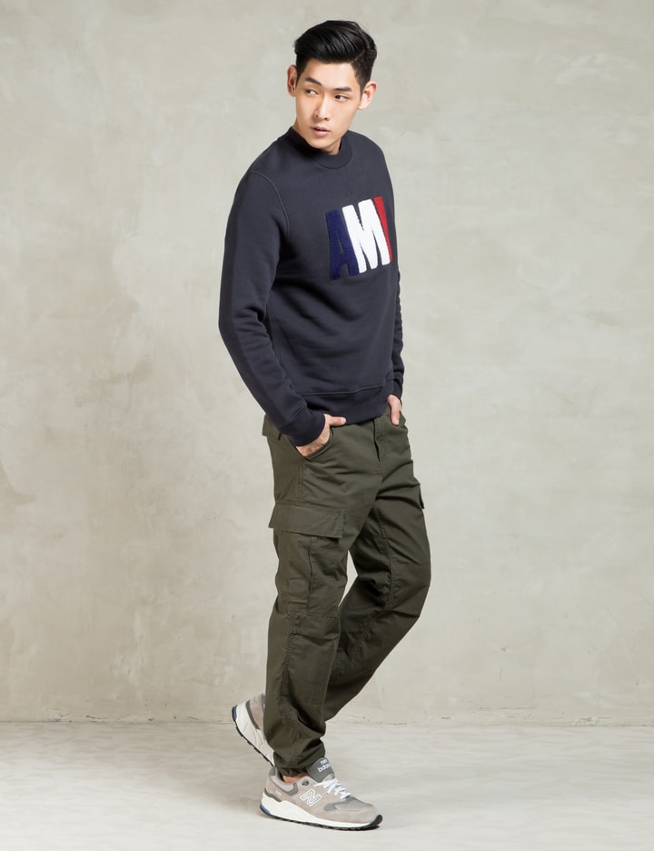 Navy Big AMI Crewneck Sweatshirt Placeholder Image