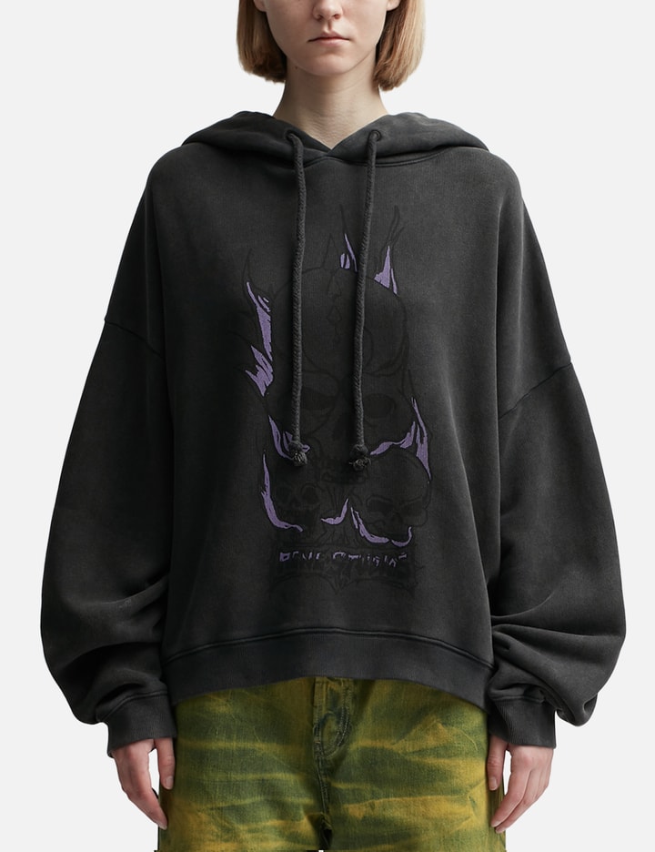 Shop Acne Studios Print Hooded Sweater In Black