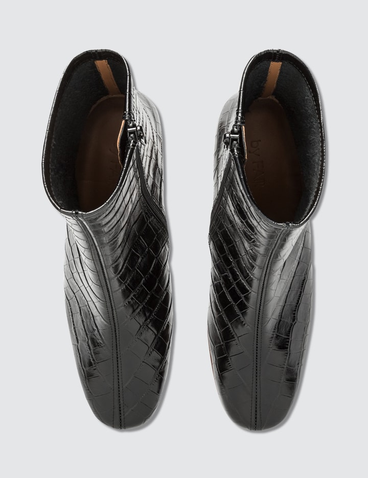 Sofia Croco Embossed Leather Black Boots Placeholder Image