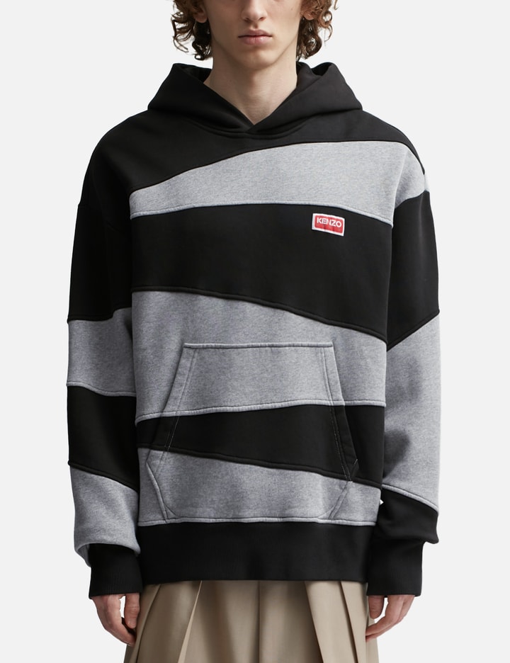 Kenzo Dazzle Stripe Oversized Hooded Sweatshirt In Black