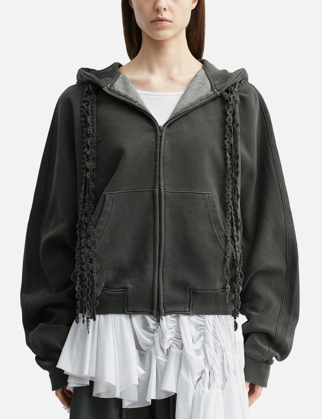 Laced Multi-Drawstring Zip-Up Hoodie view 11