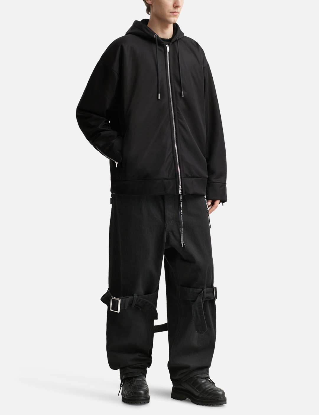 Sheer Layered Zip-Up Boxy Hoodie view 17