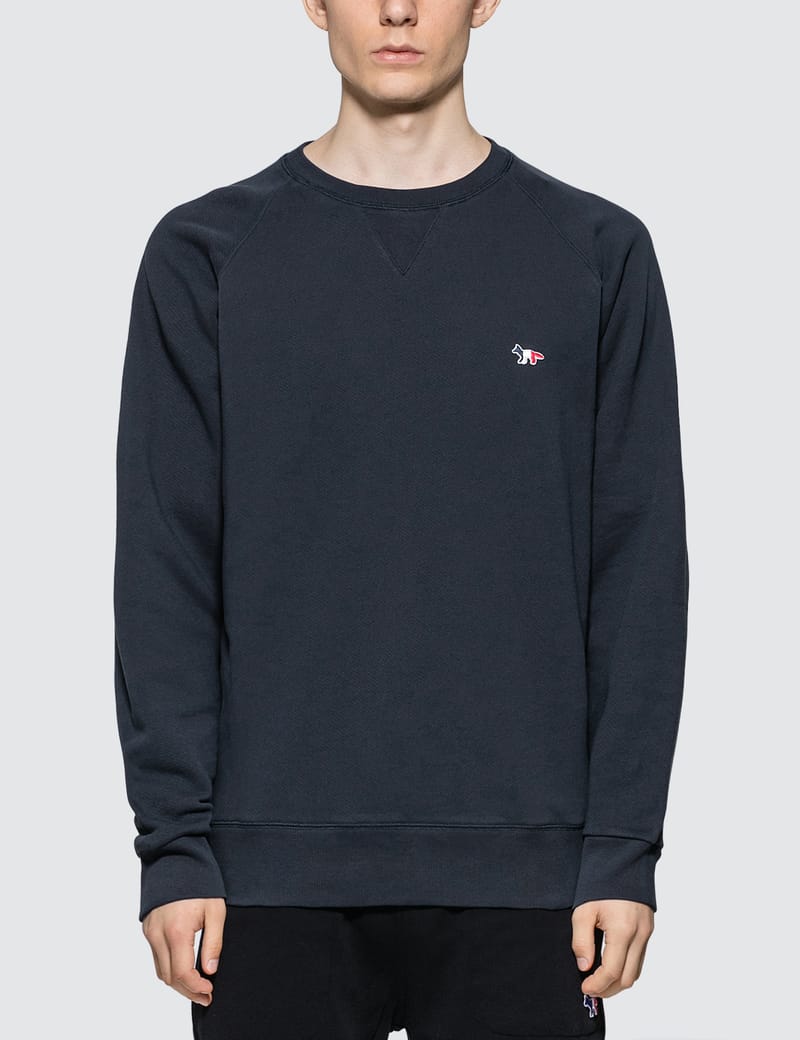 Maison Kitsuné - Tricolor Fox Patch Sweatshirt | HBX - Globally Curated  Fashion and Lifestyle by Hypebeast