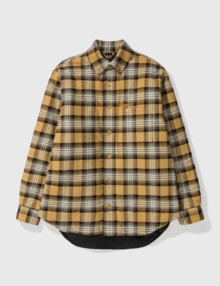 Burberry Embroidered Oak Leaf Crest Cotton Shirt In Yellow